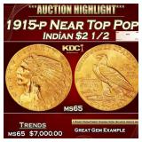 1915-p Gold Indian Quarter Eagle Near Top Pop! $2
