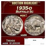 1935-d Buffalo Nickel 5c ms66 SEGS