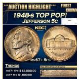 1948-s Jefferson Nickel TOP POP! 5c ms67+ 5fs SEGS