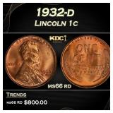 1932-d Lincoln Cent 1c Grades ms66 rd