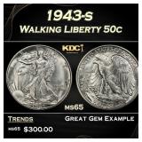 1943-s Walking Liberty Half Dollar 50c Grades ms65