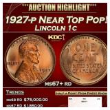 1927-p Lincoln Cent Near Top Pop! 1c ms67+ rd SEGS