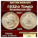 1932-d Washington Quarter Toned 25c ms63 USCG