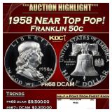 1958 Proof Franklin Half Dollar Near Top Pop! 50c