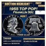 1955 Proof Franklin Half Dollar TOP POP! 50c pr69
