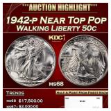 1942-p Walking Liberty Half Dollar Near Top Pop 50