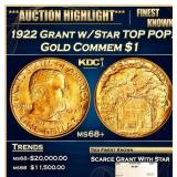 1922 Grant w/Star Gold Commem Dollar TOP POP! 1 ms