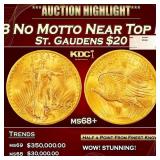 1908 No Motto Gold St. Gaudens Double Eagle Near T