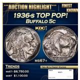 1936-s Buffalo Nickel TOP POP! 5c ms67+ SEGS