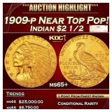 1909-p Gold Indian Quarter Eagle Near Top Pop! $2