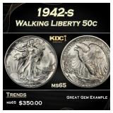 1942-s Walking Liberty Half Dollar 50c Grades ms65