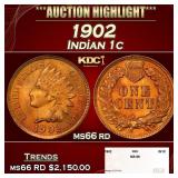 1902 Indian Cent . 1c ms66 rd SEGS