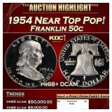 1954 Proof Franklin Half Dollar Near Top Pop! 50c