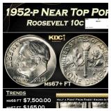 1952-p Roosevelt Dime Near Top Pop 10c ms67+ FT SE