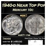 1940-d Mercury Dime Near Top Pop 10c ms67+ fsb SEG