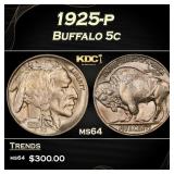 1925-p Buffalo Nickel 5c Grades ms64