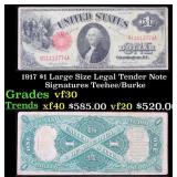 1917 $1 Large Size Legal Tender Note Grades vf++ S