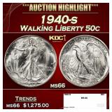 1940-s Walking Liberty Half Dollar 50c ms66 SEGS
