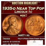 1935-d Lincoln Cent Near Top Pop 1c ms67+ rd SEGS