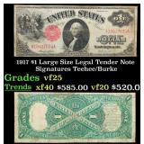 1917 $1 Large Size Legal Tender Note Grades vf+ Si