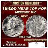 1942-d Mercury Dime Near Top Pop! 10c ms68 FSB SEG