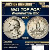 1941 Proof Washington Quarter TOP POP! 25c pr68+ S