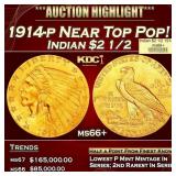 1914-p Gold Indian Quarter Eagle Near Top Pop! $2