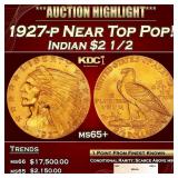 1927-p Gold Indian Quarter Eagle Near Top Pop! $2