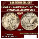1928-d Standing Liberty Quarter Toned Near Top Pop