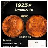 1925-p Lincoln Cent 1c ms66+ rd SEGS