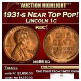 1931-s Lincoln Cent Near Top Pop! 1c ms66 rd SEGS