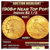 1908-p Gold Indian Quarter Eagle Near Top Pop! $2