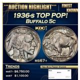1936-s Buffalo Nickel TOP POP! 5c ms67+ SEGS