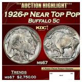 1926-p Buffalo Nickel Near Top Pop 5c ms67 SEGS