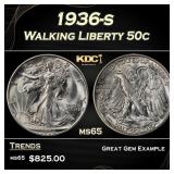 1936-s Walking Liberty Half Dollar 50c Grades ms65