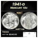 1941-d Mercury Dime 10c ms67 fsb SEGS