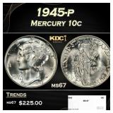 1945-p Mercury Dime 10c ms67 SEGS