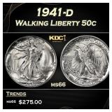 1941-d Walking Liberty Half Dollar 50c Grades ms66