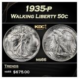 1935-p Walking Liberty Half Dollar 50c Grades ms66