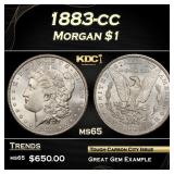 1883-cc Morgan Dollar $1 Grades ms65
