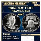 1962 Proof Franklin Half Dollar TOP POP! 50c pr69