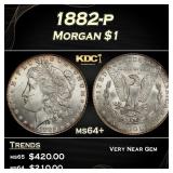 1882-p Morgan Dollar $1 Grades ms64+