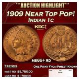 1909 Indian Cent Near Top Pop! 1c ms66+ rd SEGS