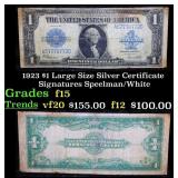 1923 $1 large size Silver Certificate Grades f+ Si