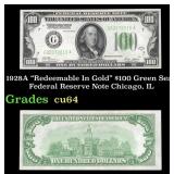 1928A $100 Green Seal Federal Reserve Note "Redeem