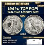 1941-d Walking Liberty Half Dollar TOP POP! 50c ms