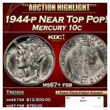 1944-p Mercury Dime Near Top Pop! 10c ms67+ fsb SE