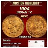 1904 Indian Cent . 1c ms66+ rd SEGS