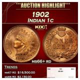 1902 Indian Cent . 1c ms66+ rd SEGS