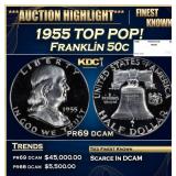 1955 Proof Franklin Half Dollar TOP POP! 50c pr69